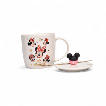 MUG POCILLO CERAMICA PERSONAJE CON TAPA Y CUCHARA 350ML DIM:8X8