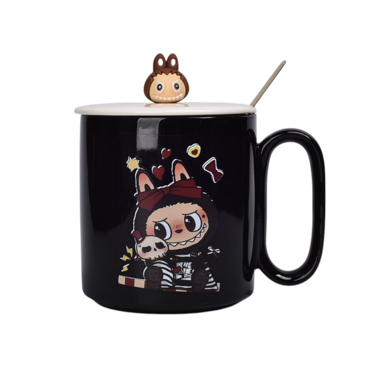mug pocillo ceramica personaje con tapa de 420ml