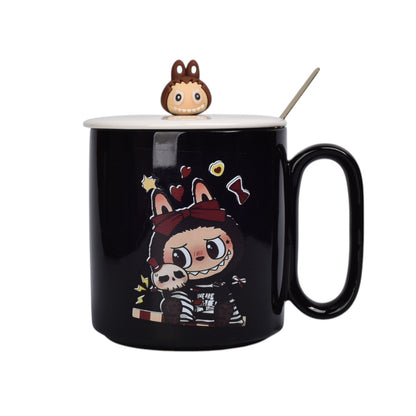 MUG POCILLO CERAMICA PERSONAJE CON TAPA DE 420ML