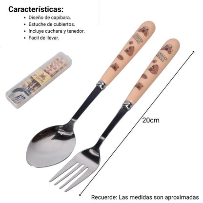 SET CUBIERTOS PORTATIL CAPYBARA DIM:20X4X2
