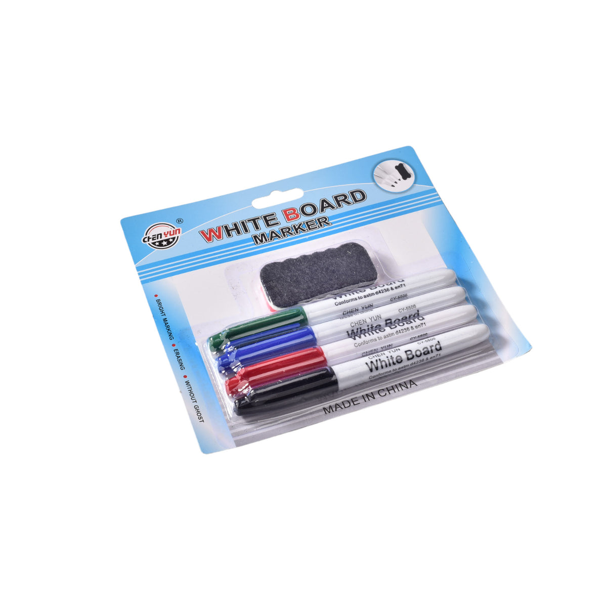 set marcadores borrables x 4  mas borrador