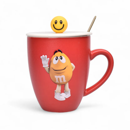 MUG POCILLO CERAMICA PERSONAJE CON TAPA Y CUCHARA 400ML DIM:10X9