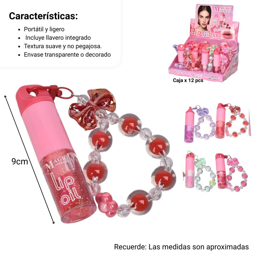 llavero con brillo plastico dim:9x2