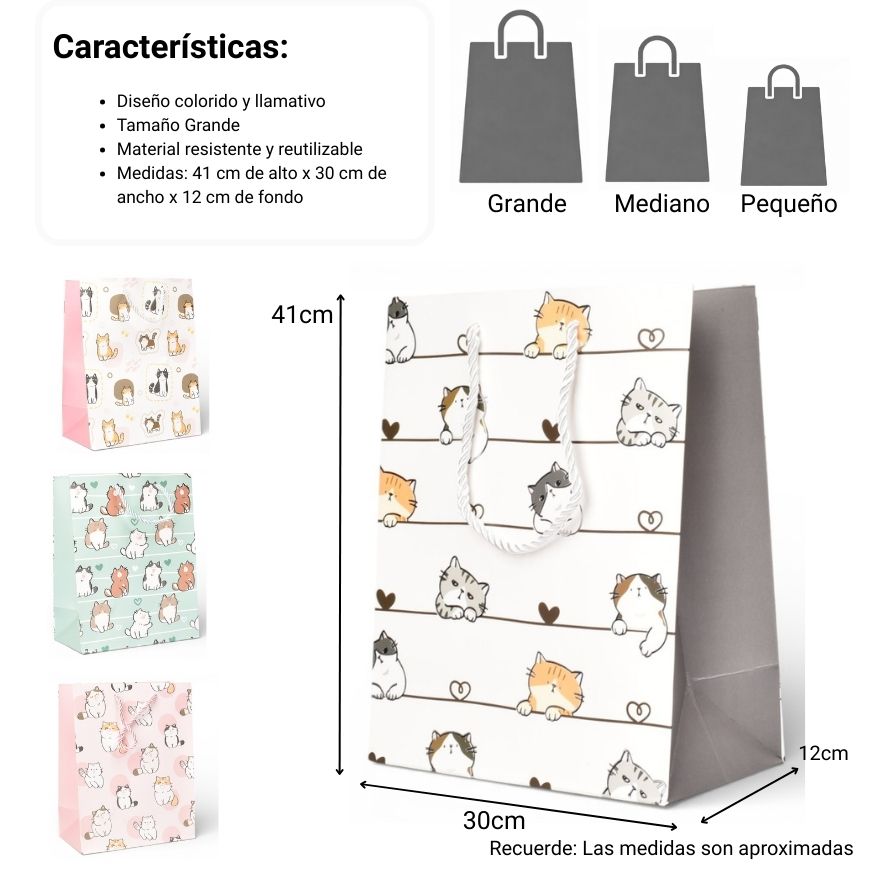 bolsa para regalo varios colores de papel dim:30x41x12