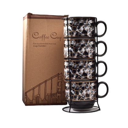 MUG POCILLO CERMICA COLOR NEGRO X 4 UNIDADES