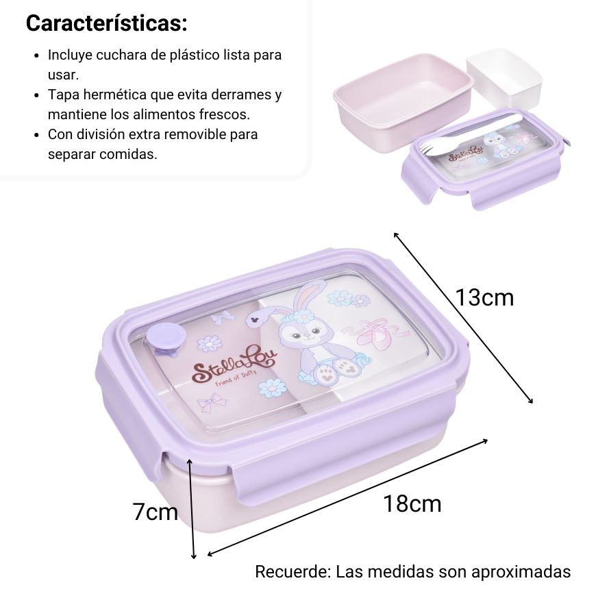 portacomida plastico 800ml personaje lila dim:18x13
