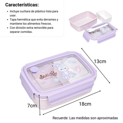 PORTACOMIDA PLASTICO 800ML PERSONAJE LILA DIM:18X13