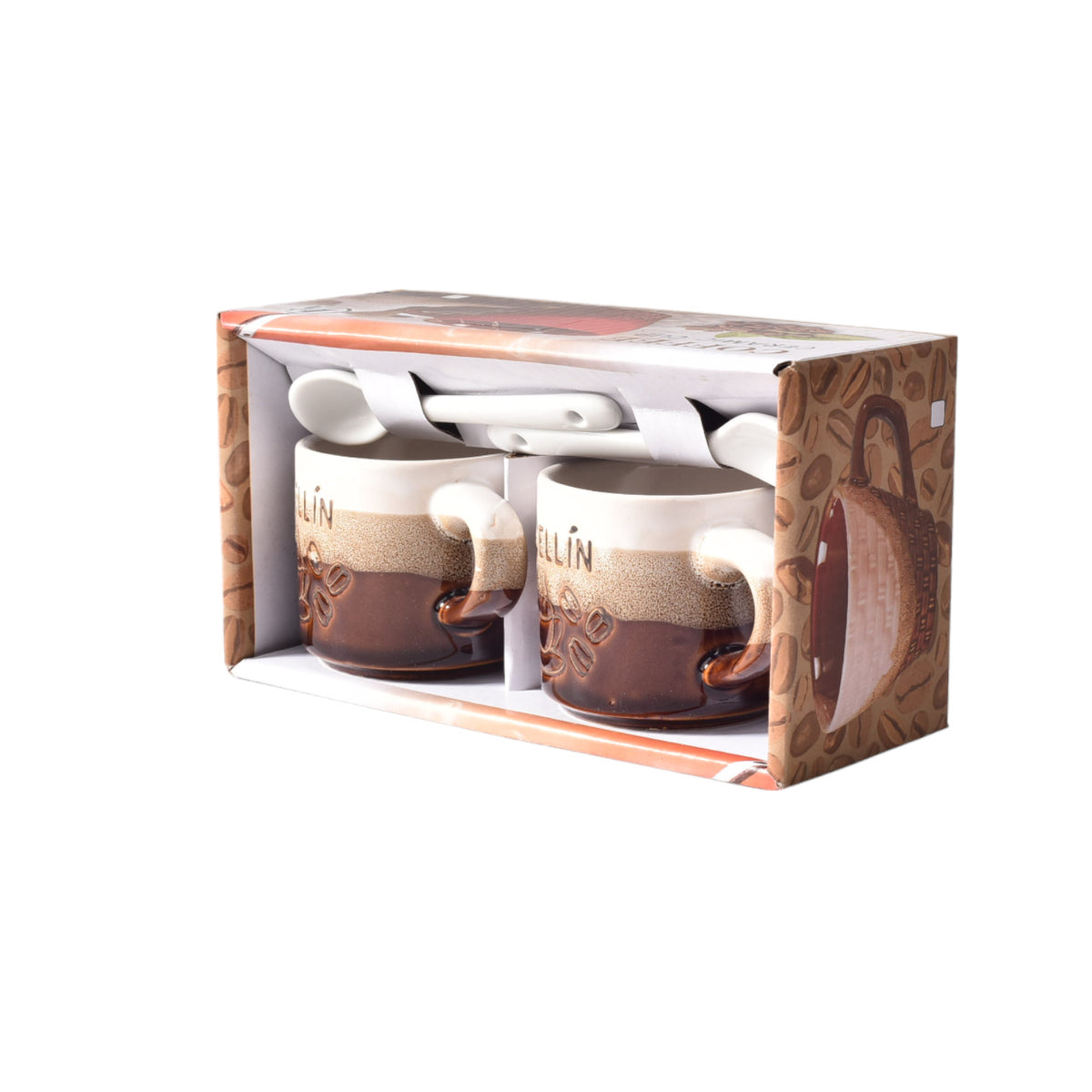 set 2pcs pocillos con cucharas  ceramica dim:5x5x5