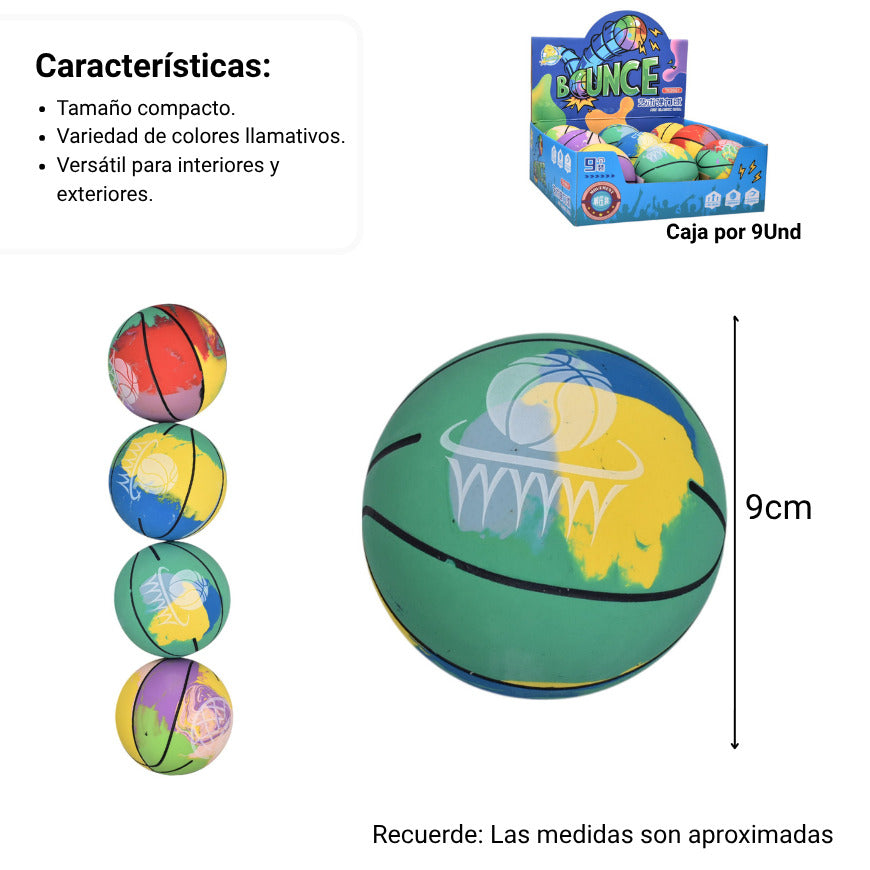 bola elastica caucho pequeña dim:9x9x9