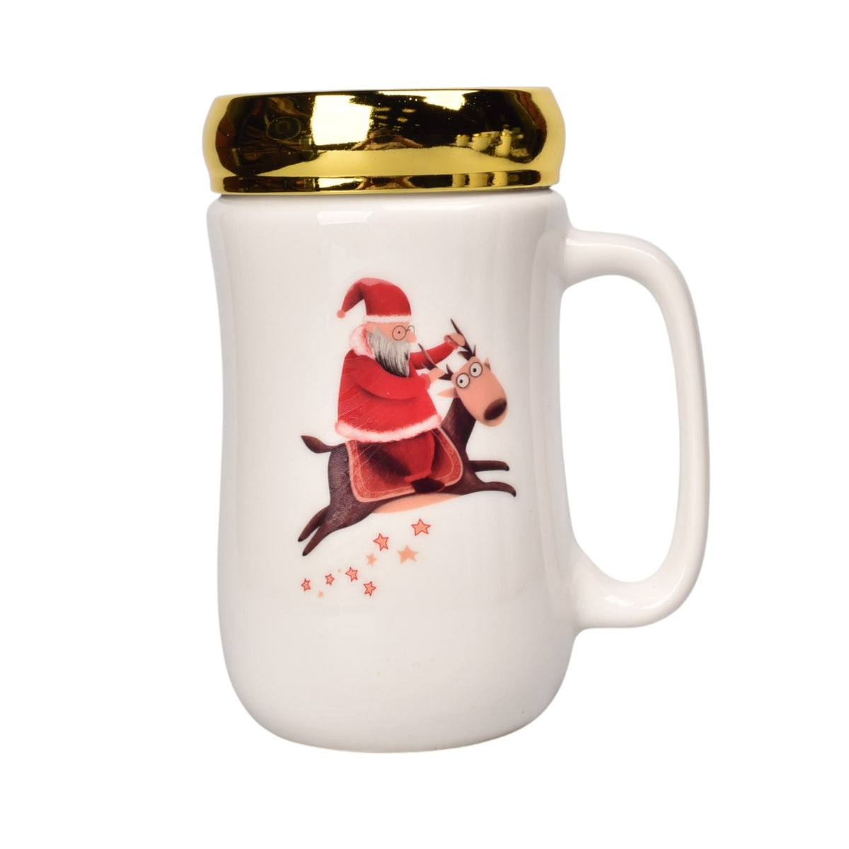 mug pocillo ceramica tapa espejo navidad 400ml