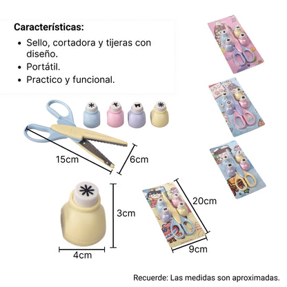 SET CORTADOR PERFORADORA CON TIJERAS DISEÑO FIGURAS DIM:10