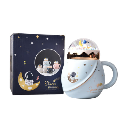 MUG POCILLO EN CERAMICA ASTRONAUTA GRANDE ANCHO CON TAPA