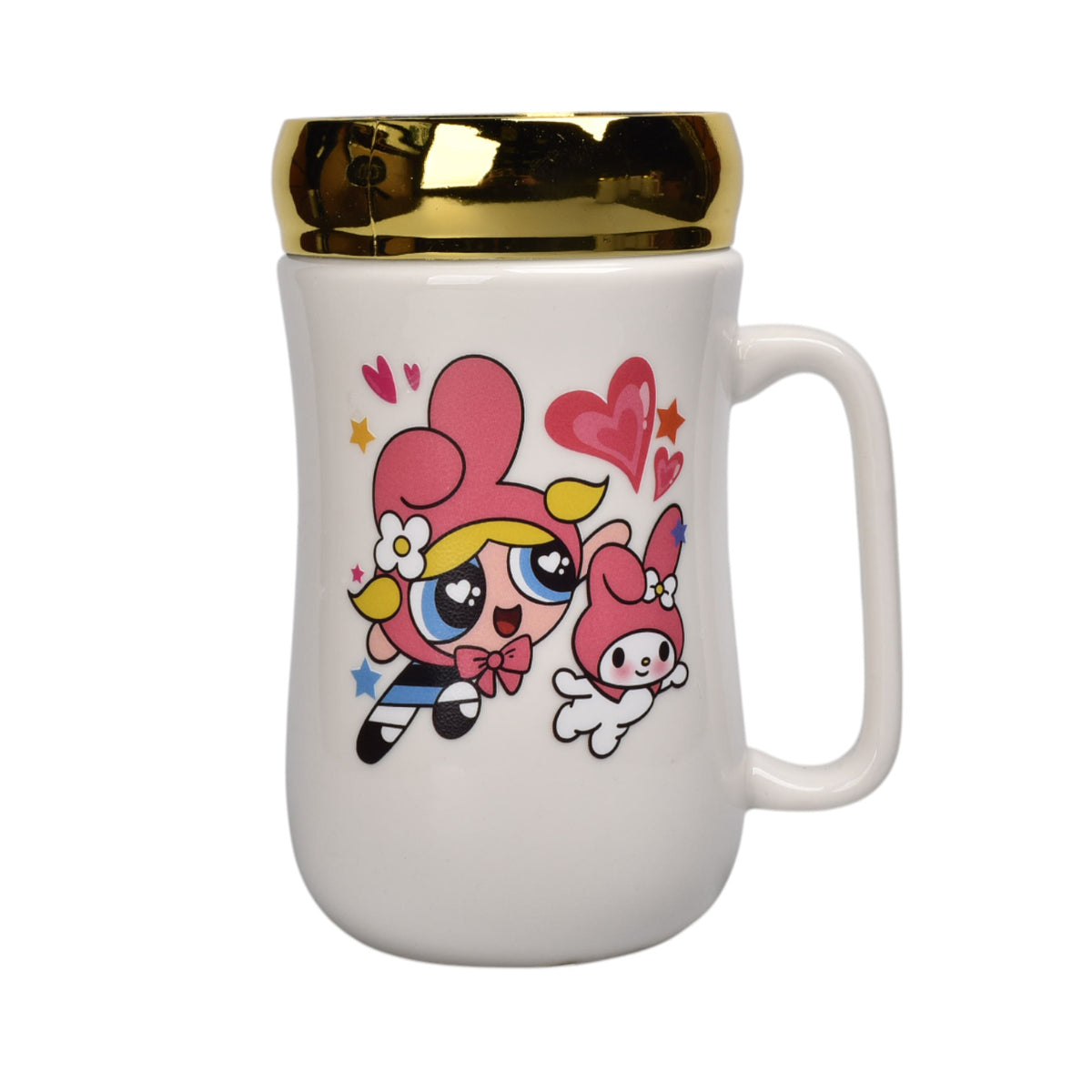 mug pocillo ceramica con tapa de espejo personaje 400ml dim:7x7x13