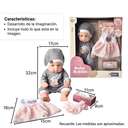 JUGUETE BEBE MUÑECA DE CAUCHO REALISTA CON ACCESORIOS