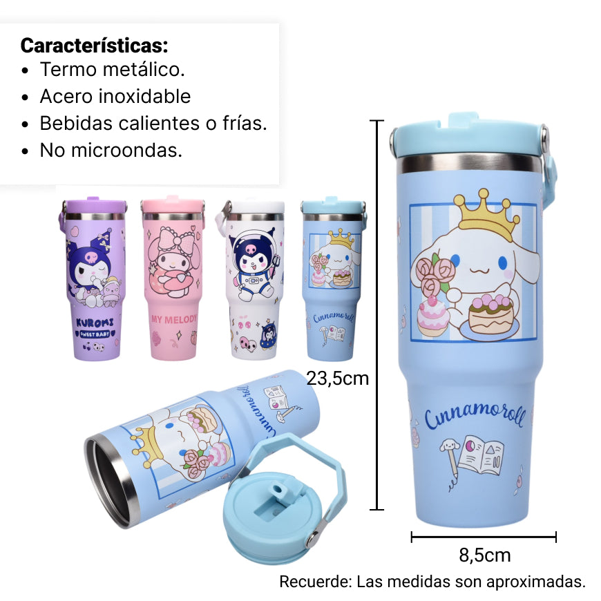 termo metalico 890ml personaje dim:8x8x23