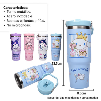 TERMO METALICO 890ML PERSONAJE DIM:8X8X23