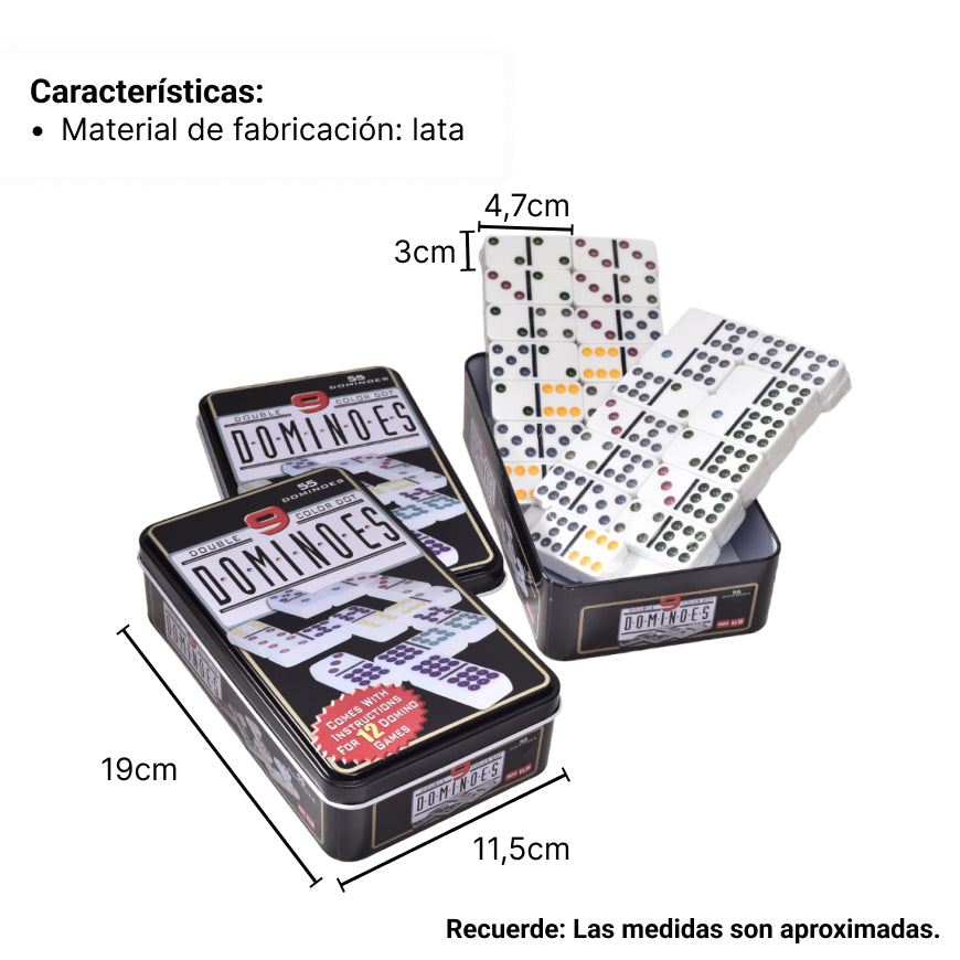 domino con estuche en metal dim:19x12