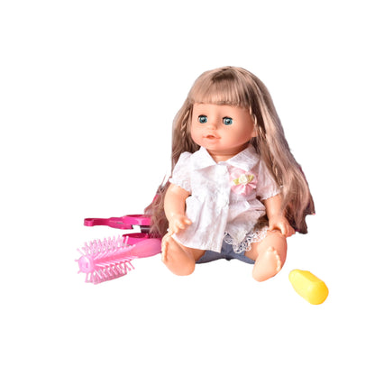 JUGUETE MUÑECA DE CAUCHO CON PASEADOR Y ACCESORIOS
