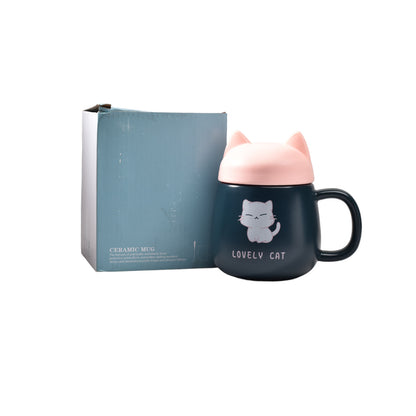 MUG POCILLO CERAMICA CON TAPA DISEÑO GATO
