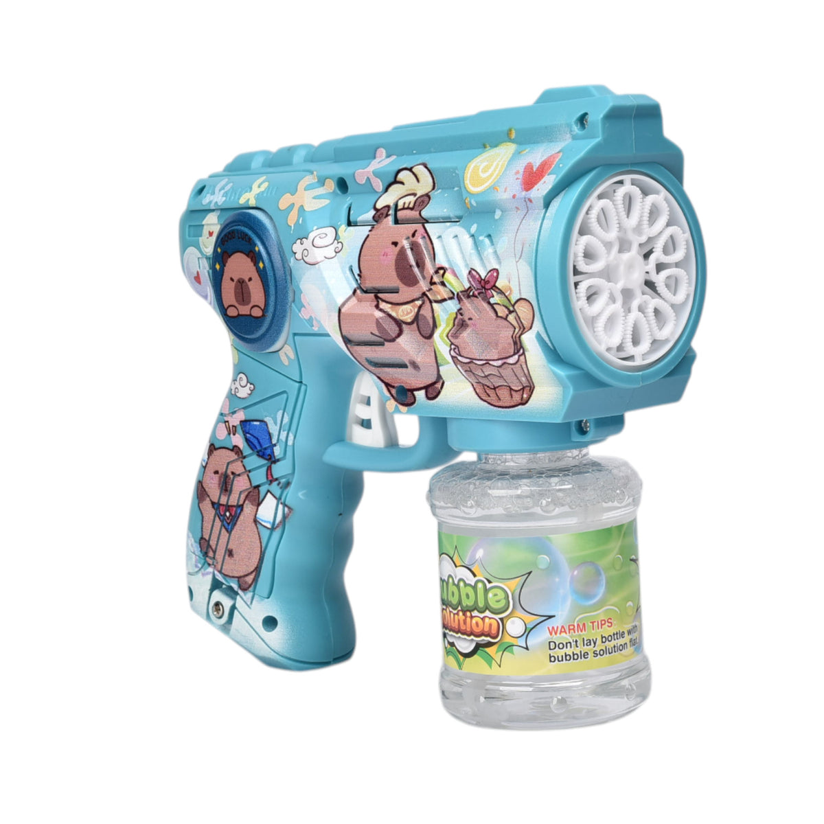 juguete pistola de burbujas diseño capybara plastico dim:18x6x14