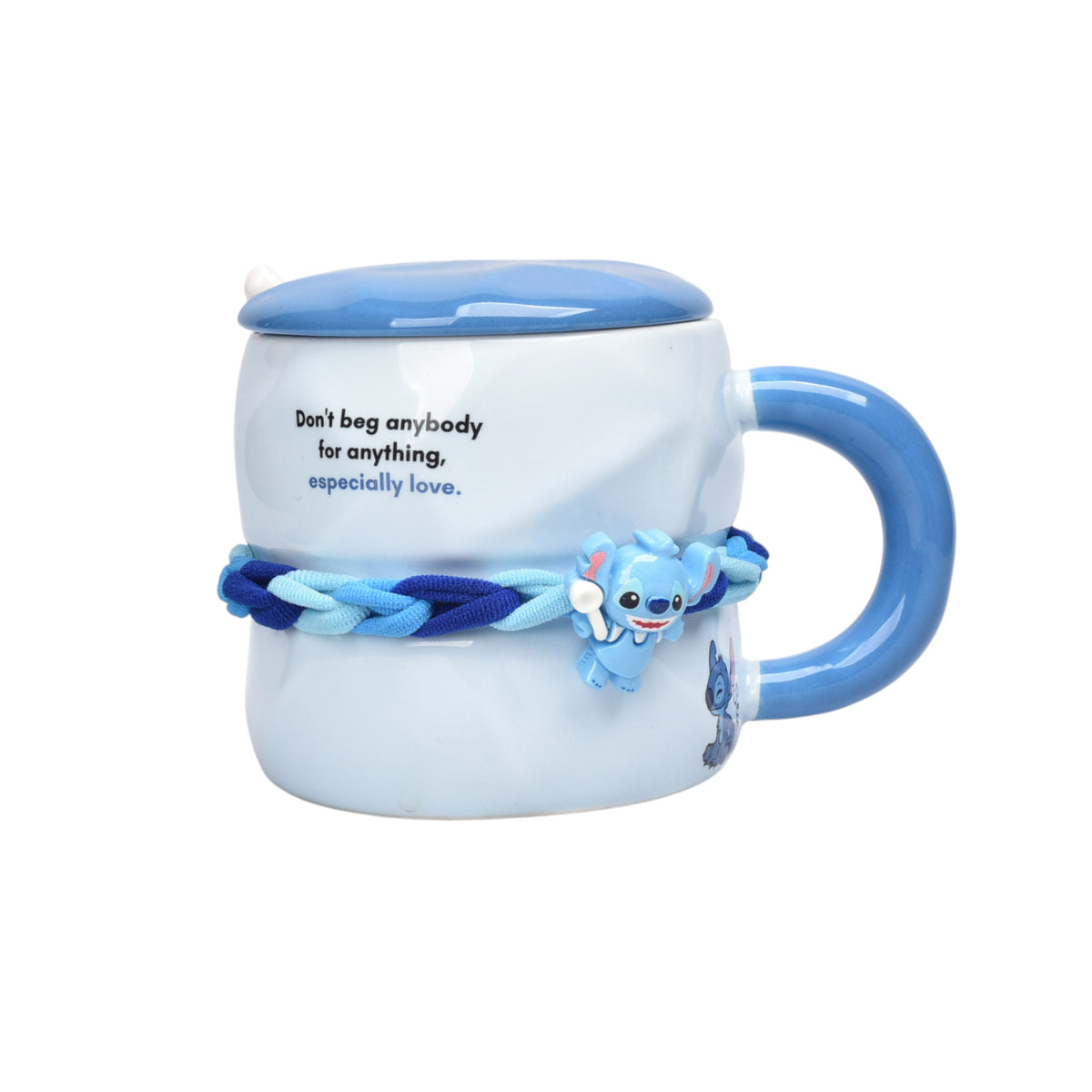 mug pocillo ceramica con tapa y cuchara personaje 380ml dim:9x8