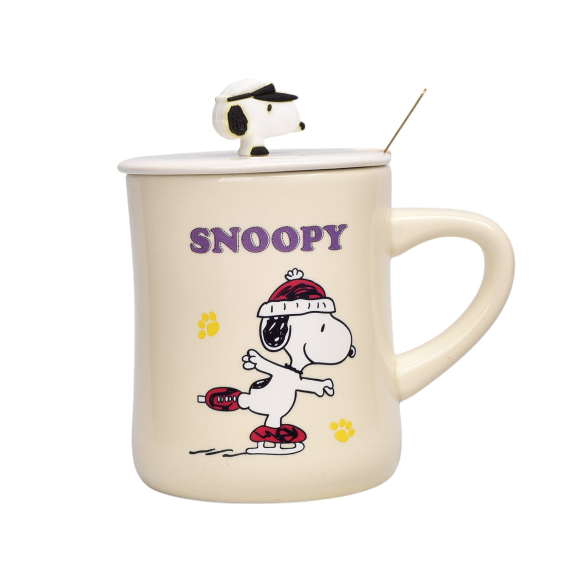 mug pocillo ceramica personaje con tapa y cuchara 360ml dim:10x9