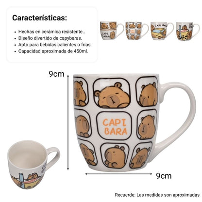 MUG POCILLO CERAMICA DISEÑO DE CAPYBARA 450ML DIM:9X9X10