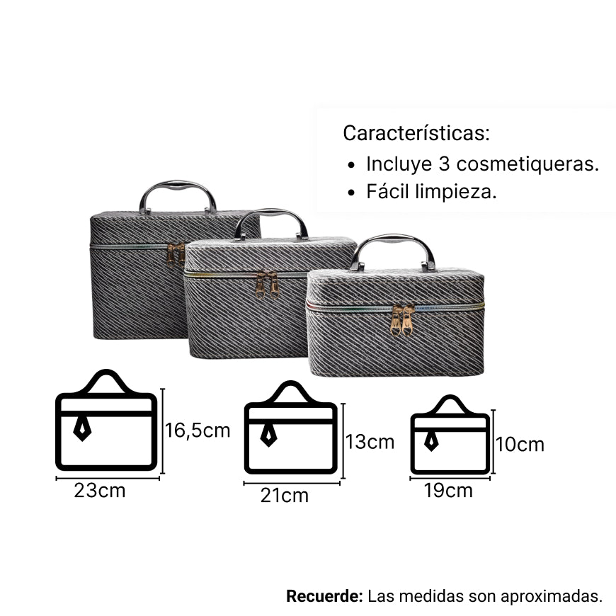 caja cosmetiquera x 3 set