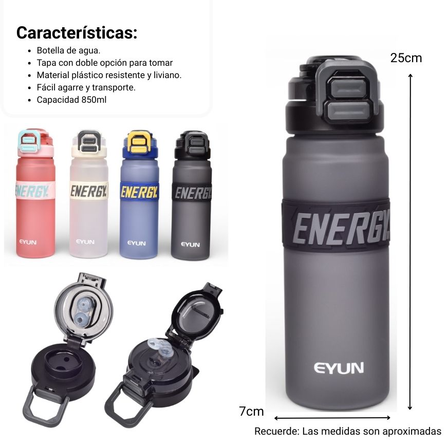 botella de agua 850ml plastica