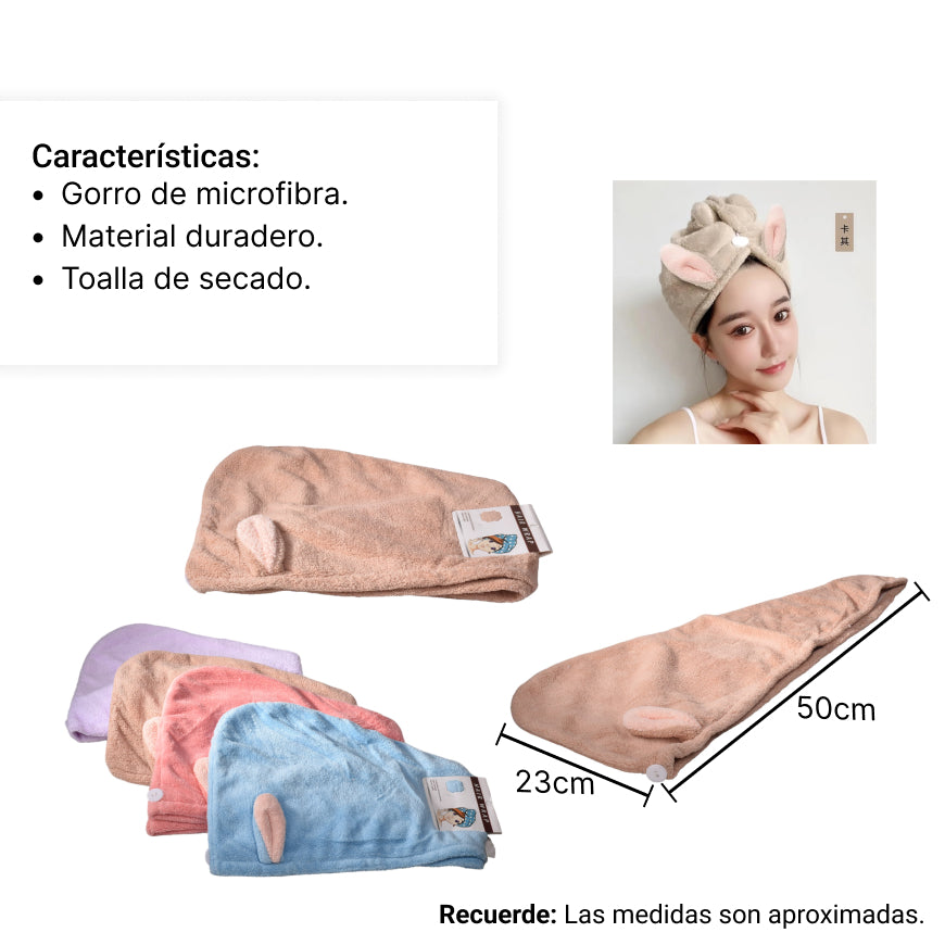 gorro microfibra para secar el cabello