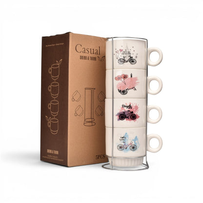 POCILLO SET 4PCS CERAMICA CON BASE DIM:26X9CM