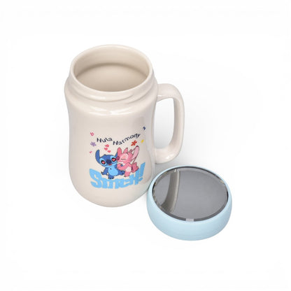 MUG POCILLO CON TAPA CERAMICA PERSONAJE 480ML DIM:7X7X14