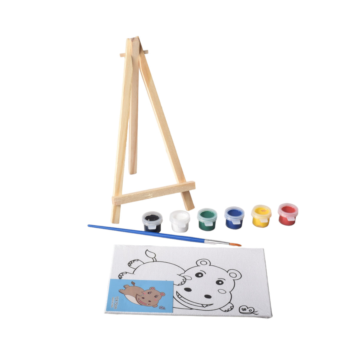 set lienzo con soporte animales madera+fibra con temperas