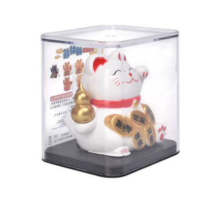 GATO DE LA SUERTE SOLAR PLASTICO COLOR DORADO BLANCO DIM:5X7X6