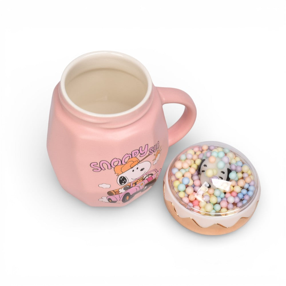 mug pocillo con tapa ceramica personaje 400ml dim:8x8x13