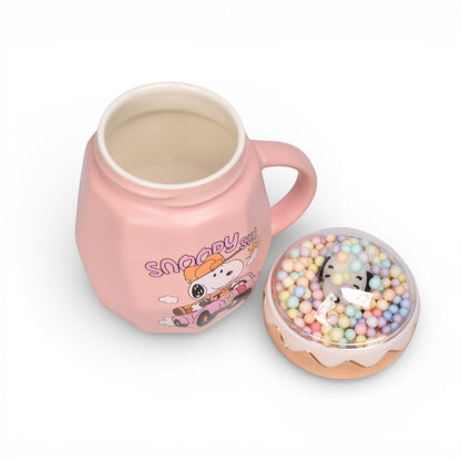 MUG POCILLO CON TAPA CERAMICA PERSONAJE 400ML DIM:8X8X13