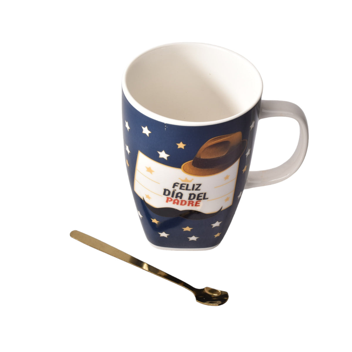 mug ceramica pocillo dia del padre con plato y cuchara