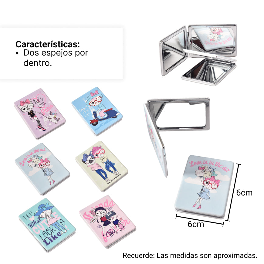 espejo plastico cartera dim:6cm