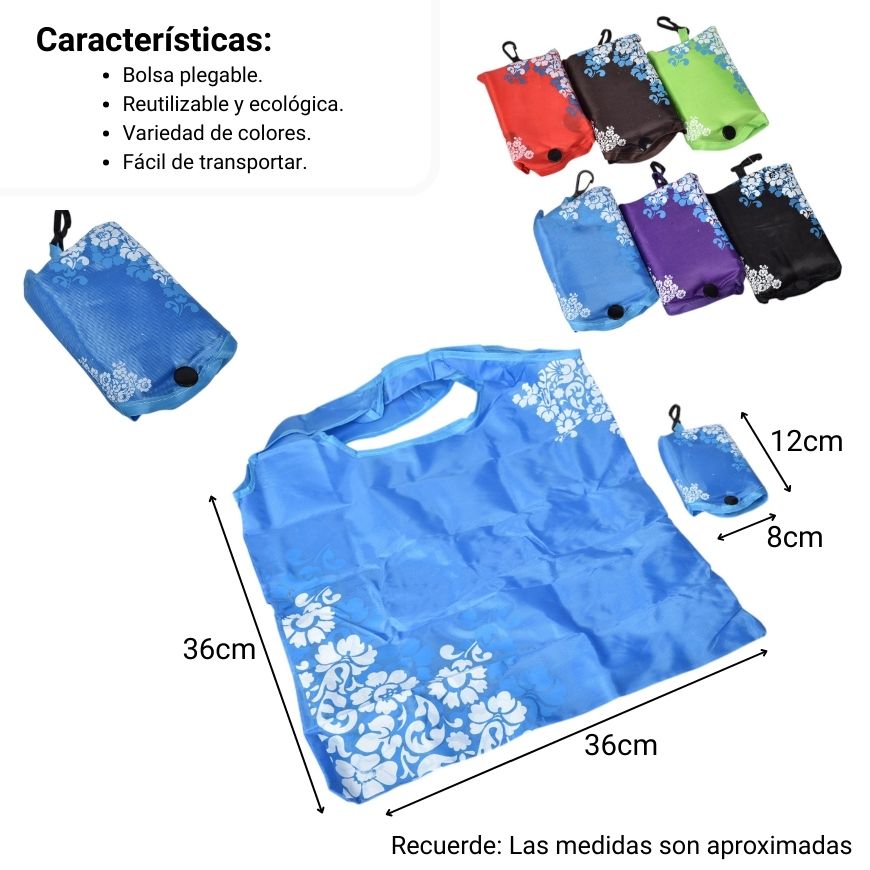bolsa reutilizable poliester portatil para compras varios colores