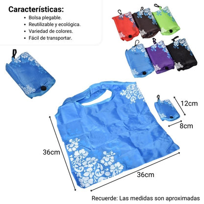 BOLSA REUTILIZABLE POLIESTER PORTATIL PARA COMPRAS VARIOS COLORES