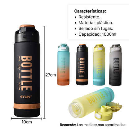 BOTELLA DE AGUA 1000ML PLASTICA DIM:7X7X26CM