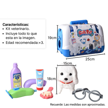 JUGUETE SET DOCTOR VETERINARIO AZUL CON ACCESORIOS