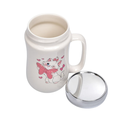 POCILLO CERAMICA DISEÑO GATO CON TAPA 450ML DIM:7X14