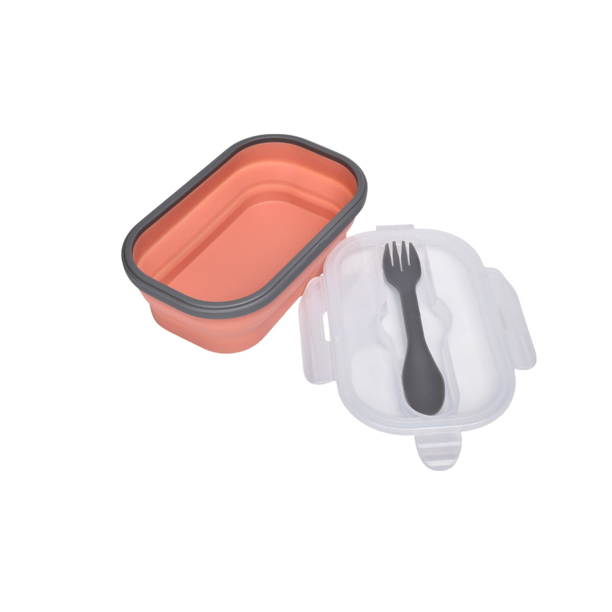 portacomida plegable plastico silicona con cubierto dim:19x12x7