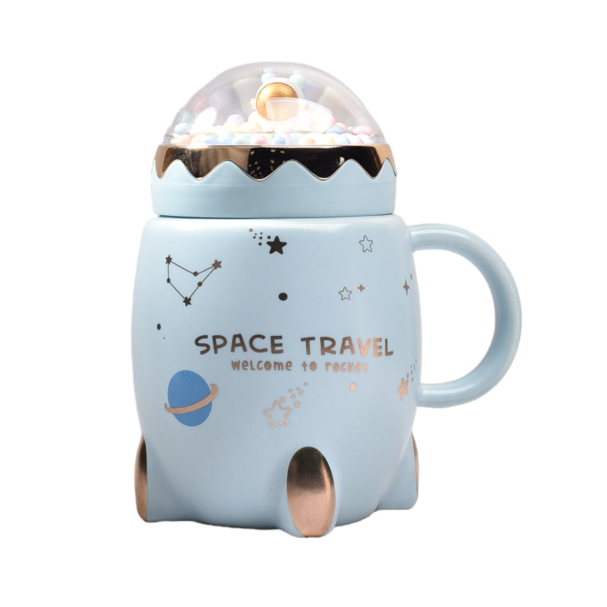 mug ceramica pocillo de espacio con tapa