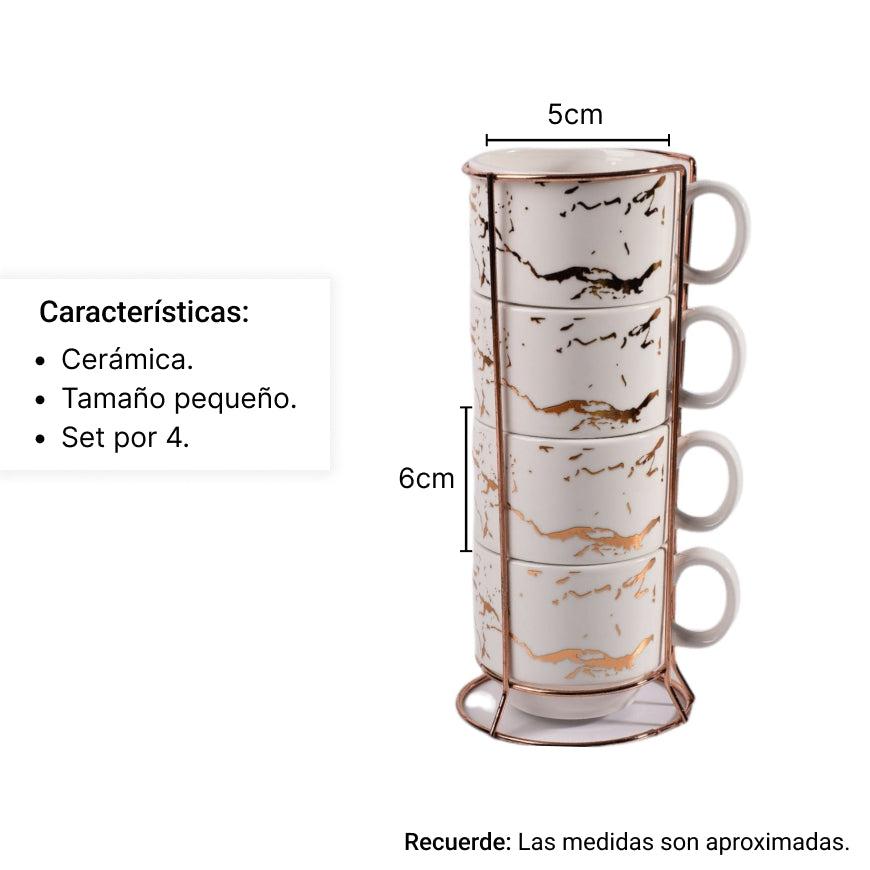 set 4pcs pocillo en ceramica  dim:7*20cm