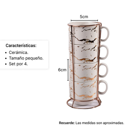 SET 4PCS POCILLO EN CERAMICA  DIM:7*20CM