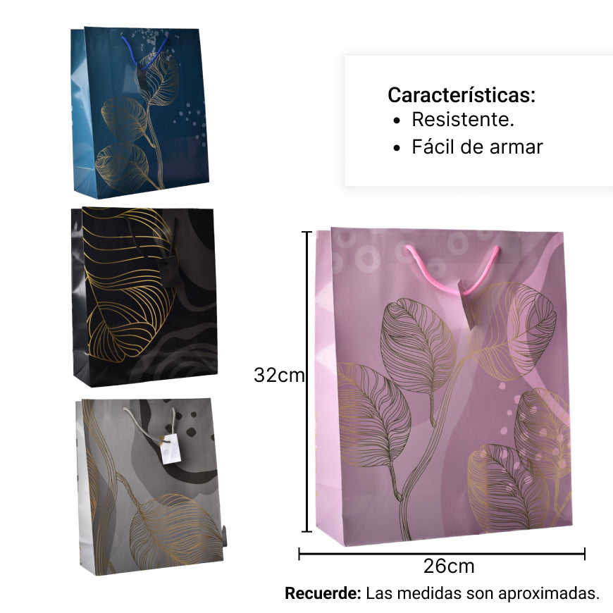 bolsa regalo papel varios colores dim: 26x32x10