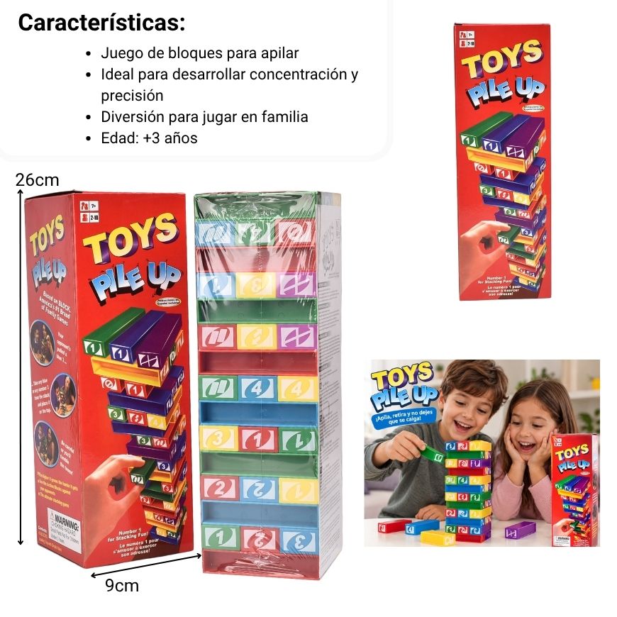 juego de mesa torre de bloques dim: 9*9*26.5cm