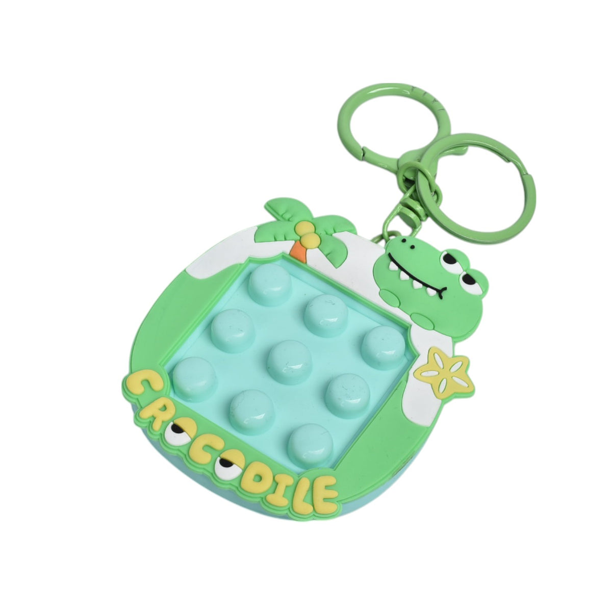 llavero plastico forma de juego azul verde dim:7x6x1